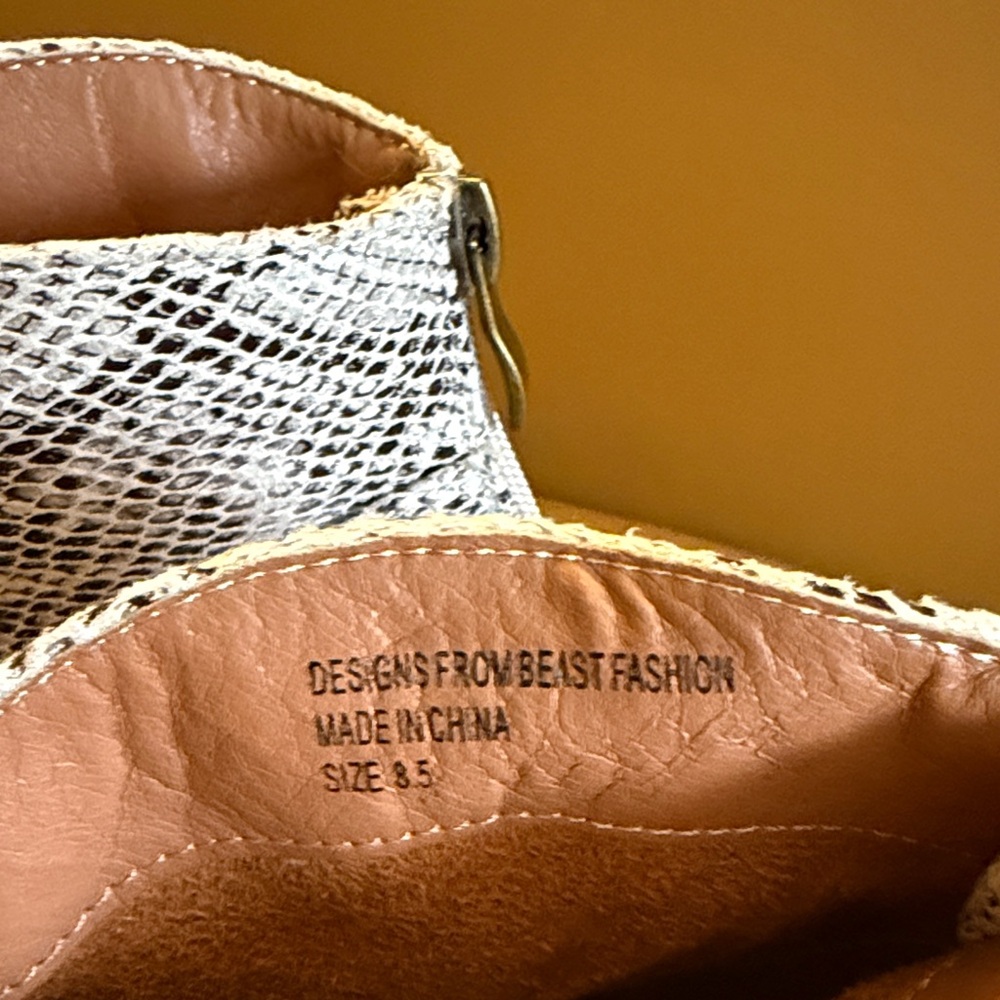 BEAST FASHION Snakeskin Pattern Ankle Booties - Picture 2 of 4